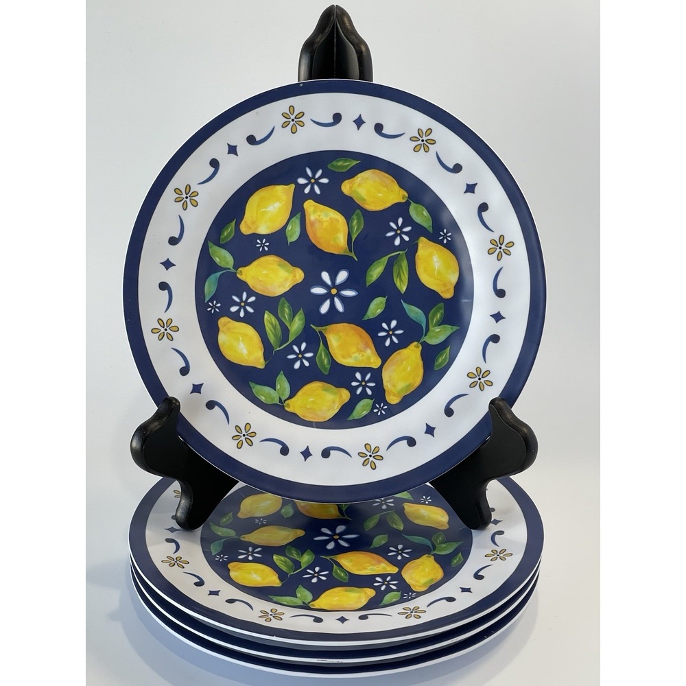 Merritt Melamine Capri Lemon 8 1/4" Set‎ of 4 Salad Dessert Plates